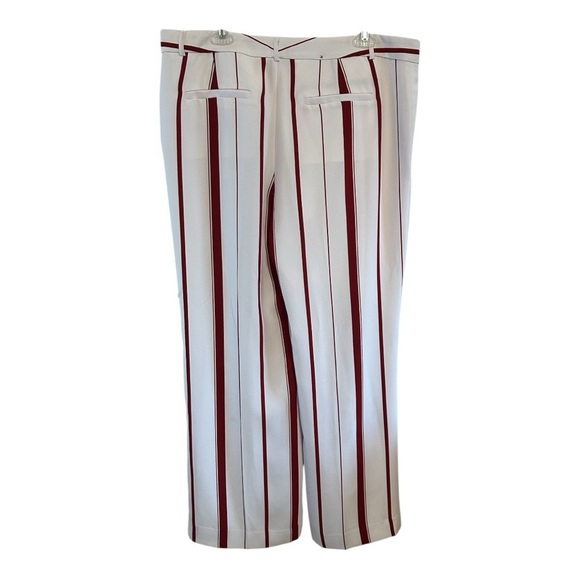 Banana Republic Blake Women's Red White Striped Wide Leg Pants Size 14 - Picture 3 of 9